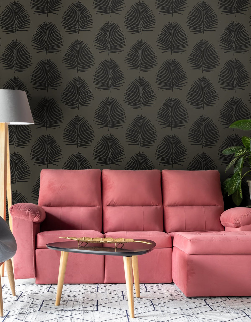 Island Palm Lava Rock SL80710 by Seabrook Designs Designer Wallpaper