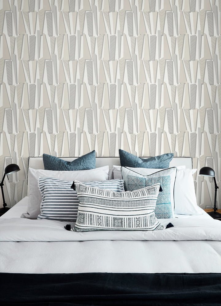 Geometric Shadows Linen SL80800 by Seabrook Designs Designer Wallpaper