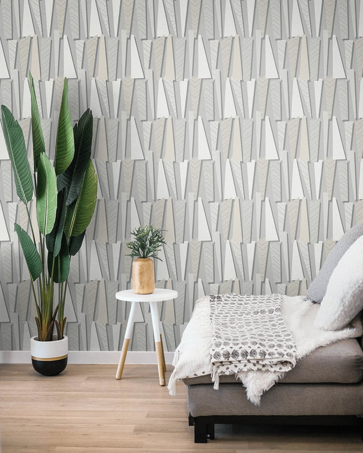 Geometric Shadows Stone SL80806 by Seabrook Designs Designer Wallpaper