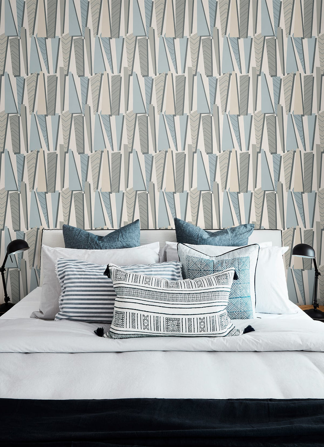 Geometric Shadows Aquamarine SL80808 by Seabrook Designs Designer Wallpaper