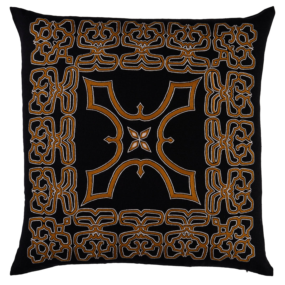 Schumacher Pillow Jafri Pillow - Black & Beige
