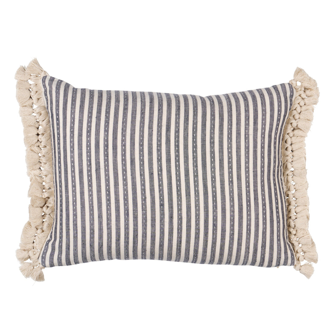 Schumacher Pillow Mathis Ticking Stripe Pillow - Carbon
