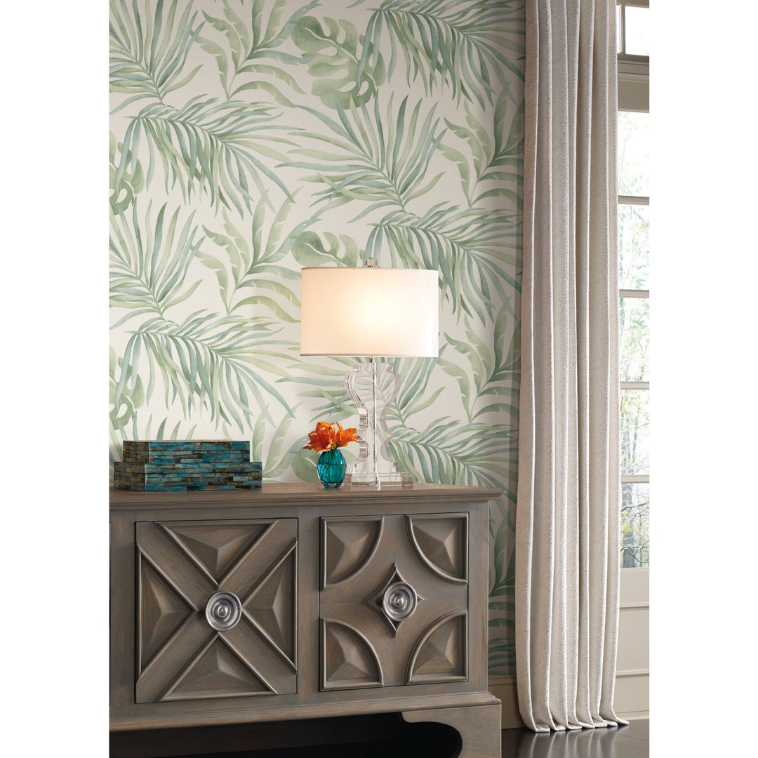 Paradise Palm Light Green Wallpaper by York Wallcoverings Designer
