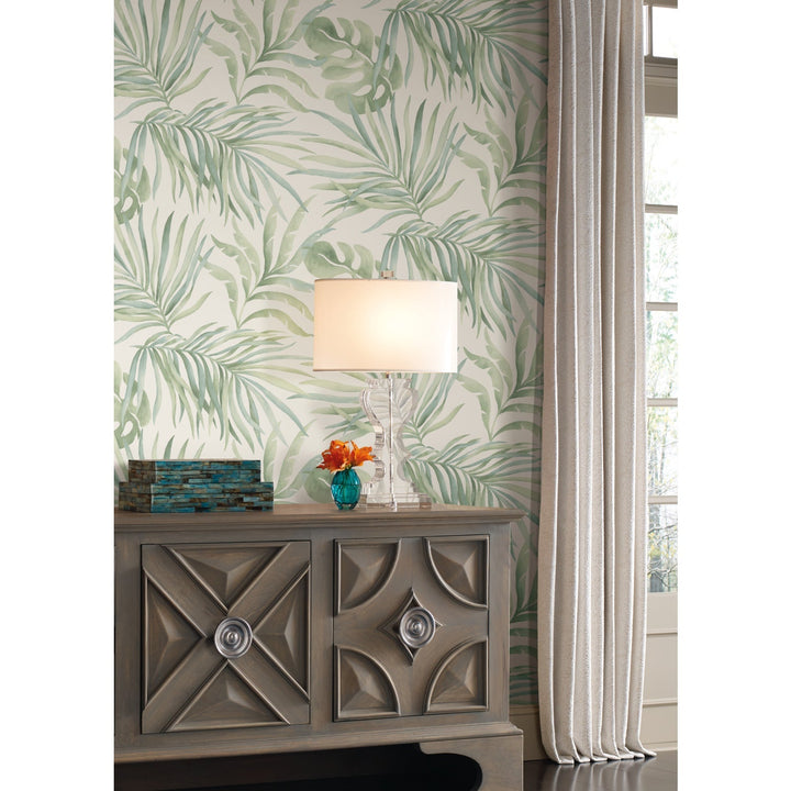 Paradise Palm Light Green Wallpaper by York Wallcoverings Designer