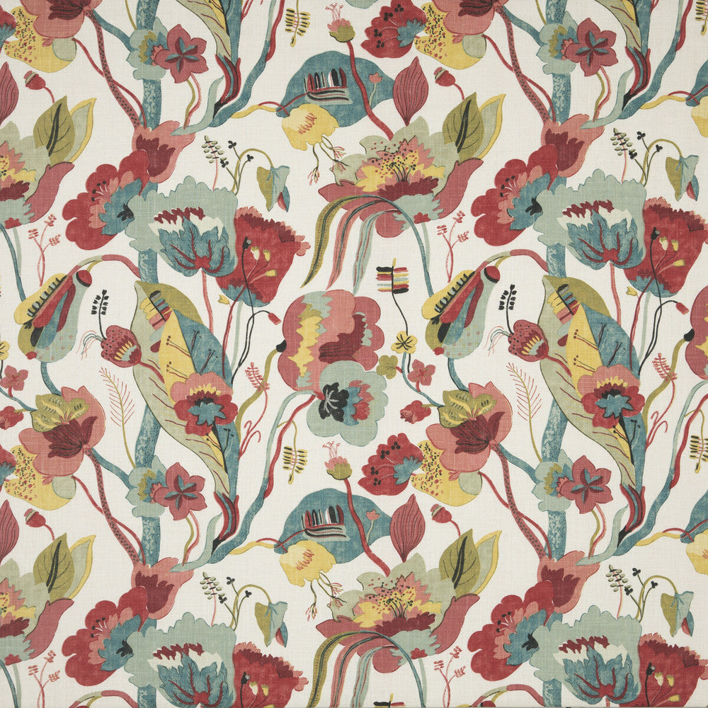 California Linen/Teal/Pimento by G P & J Baker Designer Fabric SPECIALS BOOK VISCOSE - 85%;LINEN - 15% United Kingdom MEDIUM Horizontal: 26.989 and Vertical: 28.762 53.978 - Swanky Fabrics -