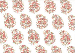 Stratus Coral Lw by Norbar Designer Fabric ROMANCE 100% COTTON SPAIN 6 1/2"V 3"H 55 - Swanky Fabrics -