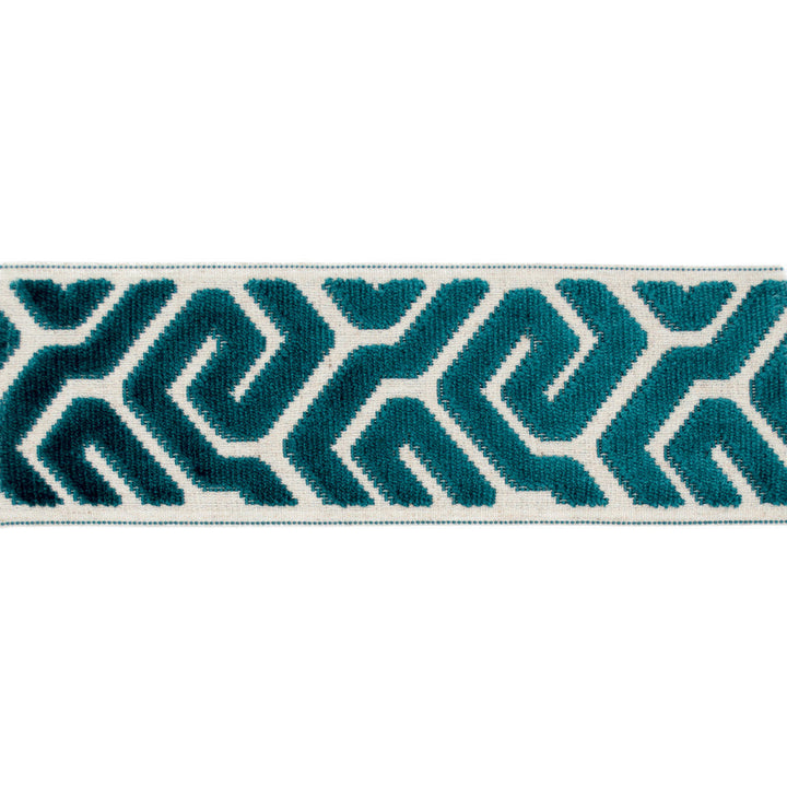 Sutton Tape Aqua by Magnolia Designer Trim - 58% Rayon, 31% Poly, 11% Linen China Horizontal: and Vertical: 3.5 - Swanky Fabrics -