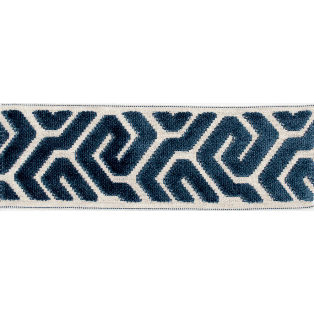 Sutton Tape Marine by Magnolia Designer Trim - 58% Rayon, 31% Poly, 11% Linen China Horizontal: and Vertical: 3.5 - Swanky Fabrics -