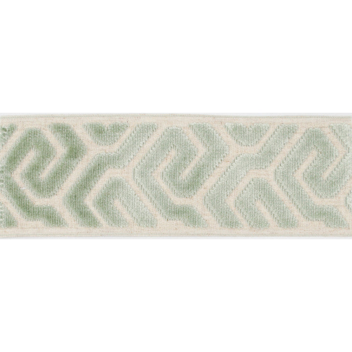 Sutton Tape Sea Green by Magnolia Designer Trim - 58% Rayon, 31% Poly, 11% Linen China Horizontal: and Vertical: 3.5 - Swanky Fabrics -