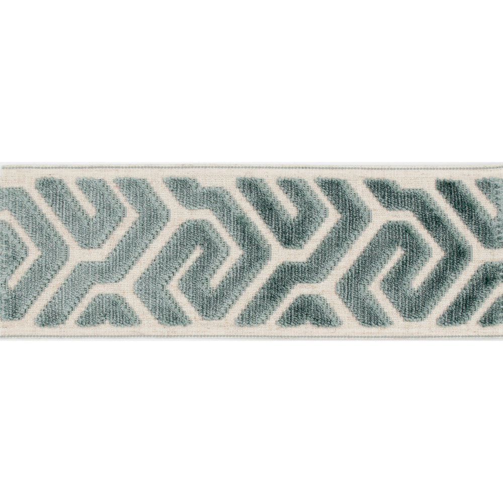 Sutton Tape Teal by Magnolia Designer Trim - 58% Rayon, 31% Poly, 11% Linen China Horizontal: and Vertical: 3.5 - Swanky Fabrics -