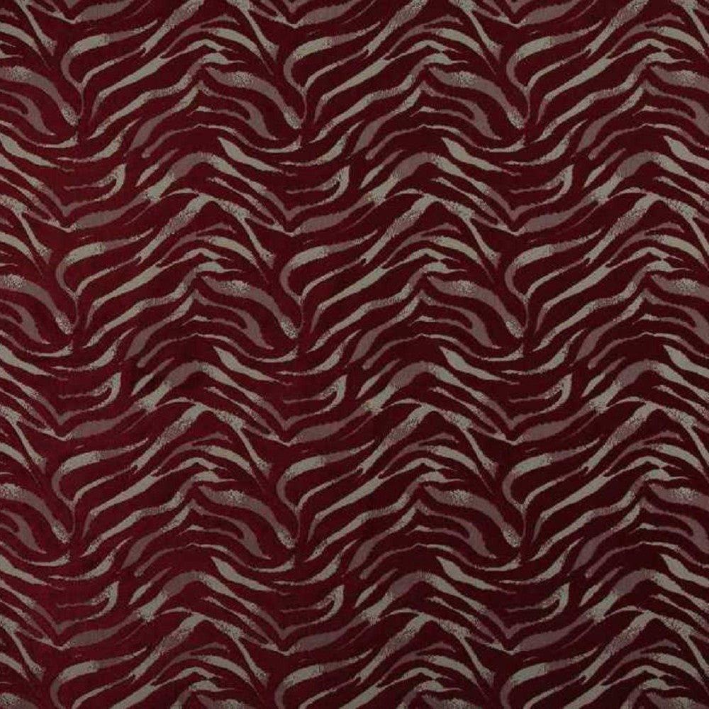 Safari Tiger Burgundy by Europatex Designer Fabric Safari 57% Polyester, 43% Viscose 13.33" H, 12.22" V 55.00 inches - Swanky Fabrics -