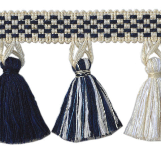Sweet - Navy by Europatex Designer Fabric Yarn Palette 50% Viscose / 50% Cotton China See Sample Horizontal: N/A and Vertical: N/A 2.50 inches  - Swanky Fabrics -