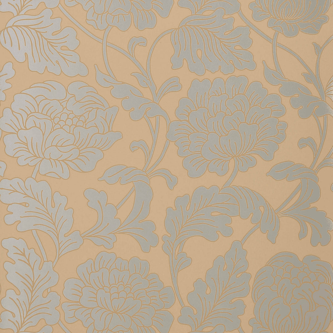 Thibaut Wallpaper HATHAWAY - Silver on Taupe