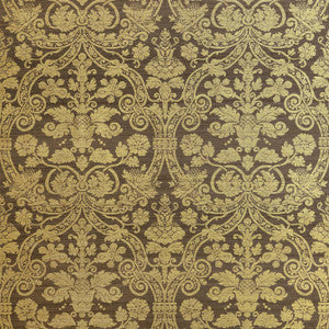 Thibaut Wallpaper Curtis Silk Damask Metallic Gold on Brown T1007