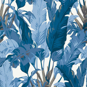 Thibaut Wallpaper Travelers Palm Navy and White T10126