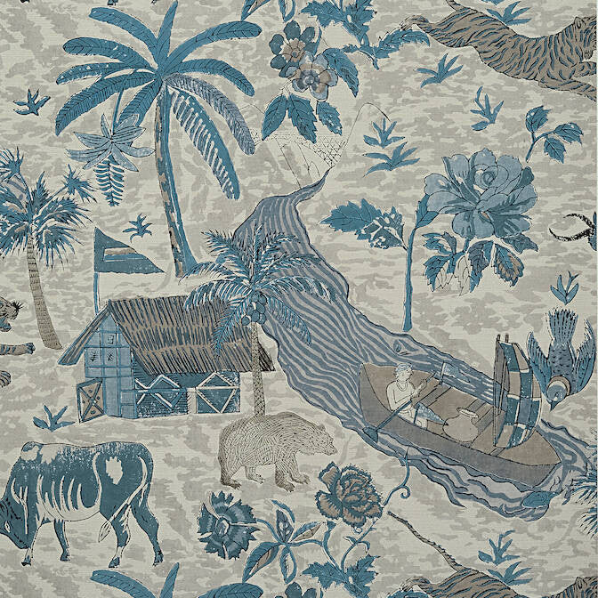 Tiger Reserve Slate Blue T10231 by Thibaut Wallpaper Thibaut Wallpaper Tiger Reserve Slate Blue T10231Wallpaper Colony Wallpaper UNITED STATES </p><p>Repeat: V: 25.25 27 - Fabric Carolina -
