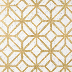 Thibaut Wallpaper Mamora Trellis Cork White on Metallic Gold T10411