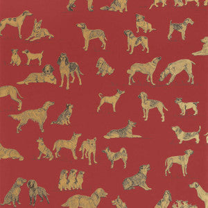 Thibaut Wallpaper Best Friend Red with Metallic Gold T1041