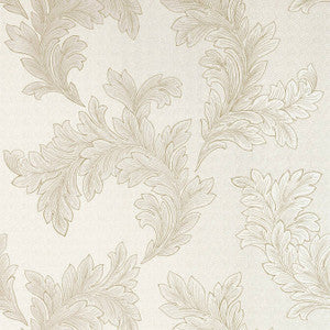 Thibaut Wallpaper Eland Acanthus Pearl on White T1055