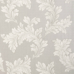 Thibaut Wallpaper Eland Acanthus Grey on Metallic Silver T1057