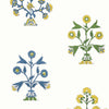 Thibaut Wallpaper Indian Flower Blue and Yellow T10664