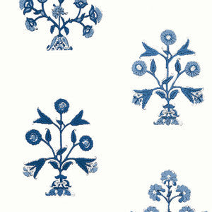 Thibaut Wallpaper Indian Flower Blue T10665