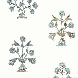 Thibaut Wallpaper Indian Flower Spa Blue T10668