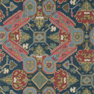 Thibaut Wallpaper Persian Carpet Navy T10829