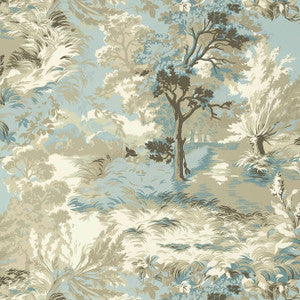 Thibaut Wallpaper Lincoln Toile Beige and Spa Blue T10865
