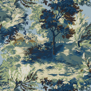 Thibaut Wallpaper Lincoln Toile Navy and Teal T10867