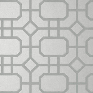 Thibaut Wallpaper Portier Flock Grey on Silver T11001