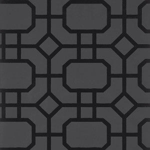 Thibaut Wallpaper Portier Flock Black on Charcoal T11002