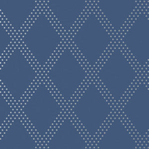 Thibaut Wallpaper Brad Silver on Navy T11040