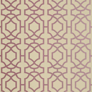 Thibaut Wallpaper Alston Trellis Metallic Plum on Beige T13028