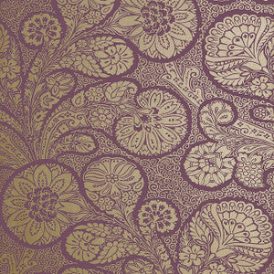 Thibaut Wallpaper Troubadour Metallic Gold on Plum T13062