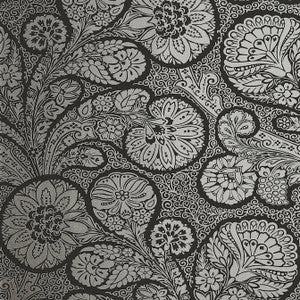 Thibaut Wallpaper Troubadour Metallic Silver on Black T13063