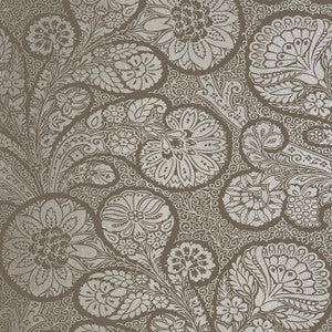 Thibaut Wallpaper Troubadour Metallic Silver on Dark Taupe T13064
