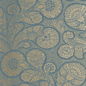 Thibaut Wallpaper Troubadour Metallic on Peacock Blue T13065