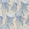 Thibaut Wallpaper Jelly Fish Bloom Blue and Beige T13168