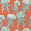 Thibaut Wallpaper Jelly Fish Bloom Coral and Turquoise T13172