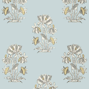 Thibaut Wallpaper Lily Flower Spa Blue T13201