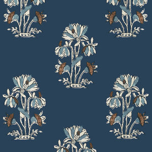 Thibaut Wallpaper Lily Flower Navy T13203