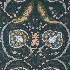Thibaut Wallpaper Lewis Charcoal and Bluestone T13216