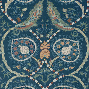 Thibaut Wallpaper Lewis Navy and Teal T13217