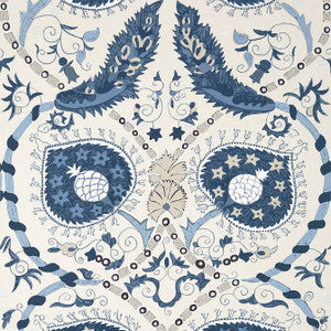 Thibaut Wallpaper Lewis Blue and Beige T13218