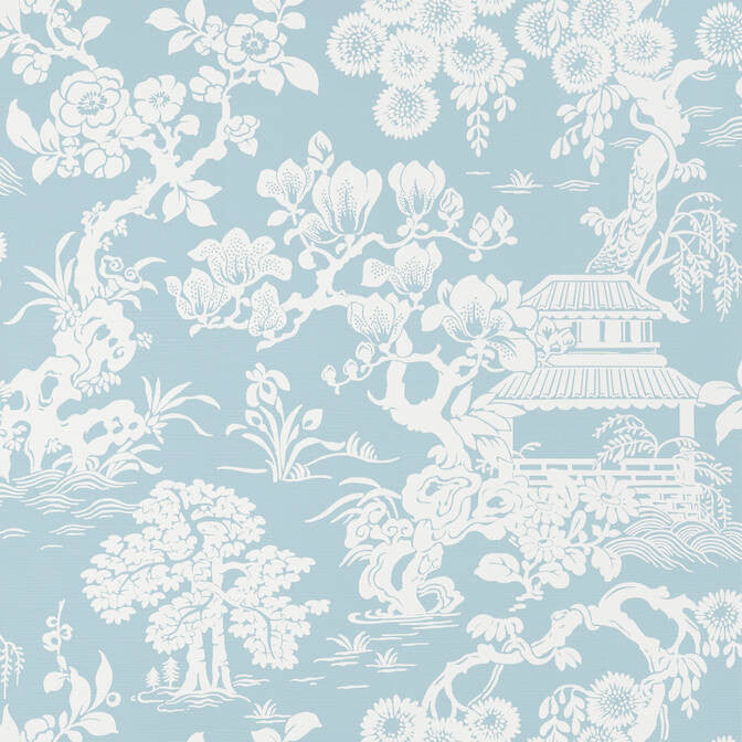 Japanese Garden Spa Blue T13303 by Thibaut Wallpaper Thibaut Wallpaper Japanese Garden Spa Blue T13303Wallpaper Pavilion Non-Woven Vinyl Wallpaper UNITED STATES </p><p>Repeat: V: 27 27 - Fabric Carolina -