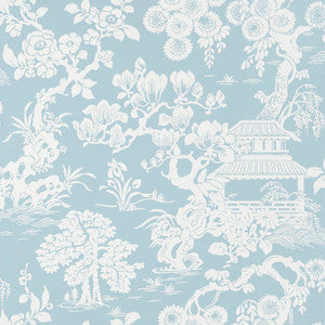 Thibaut Wallpaper Japanese Garden Spa Blue T13303