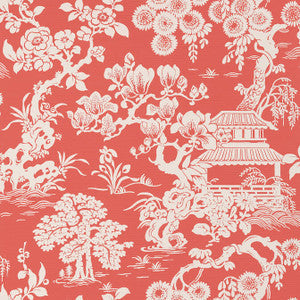 Thibaut Wallpaper Japanese Garden Coral T13305