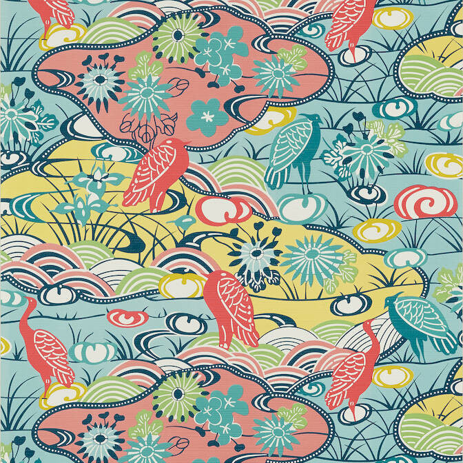 Heron Stream Coral and Aqua T13331 by Thibaut Wallpaper Thibaut Wallpaper Heron Stream Coral and Aqua T13331Wallpaper Pavilion Non-Woven Vinyl Wallpaper UNITED STATES </p><p>Repeat: V: 21 27 - Fabric Carolina -