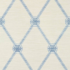 Thibaut Wallpaper Turnberry Trellis Beige and Blue T13351